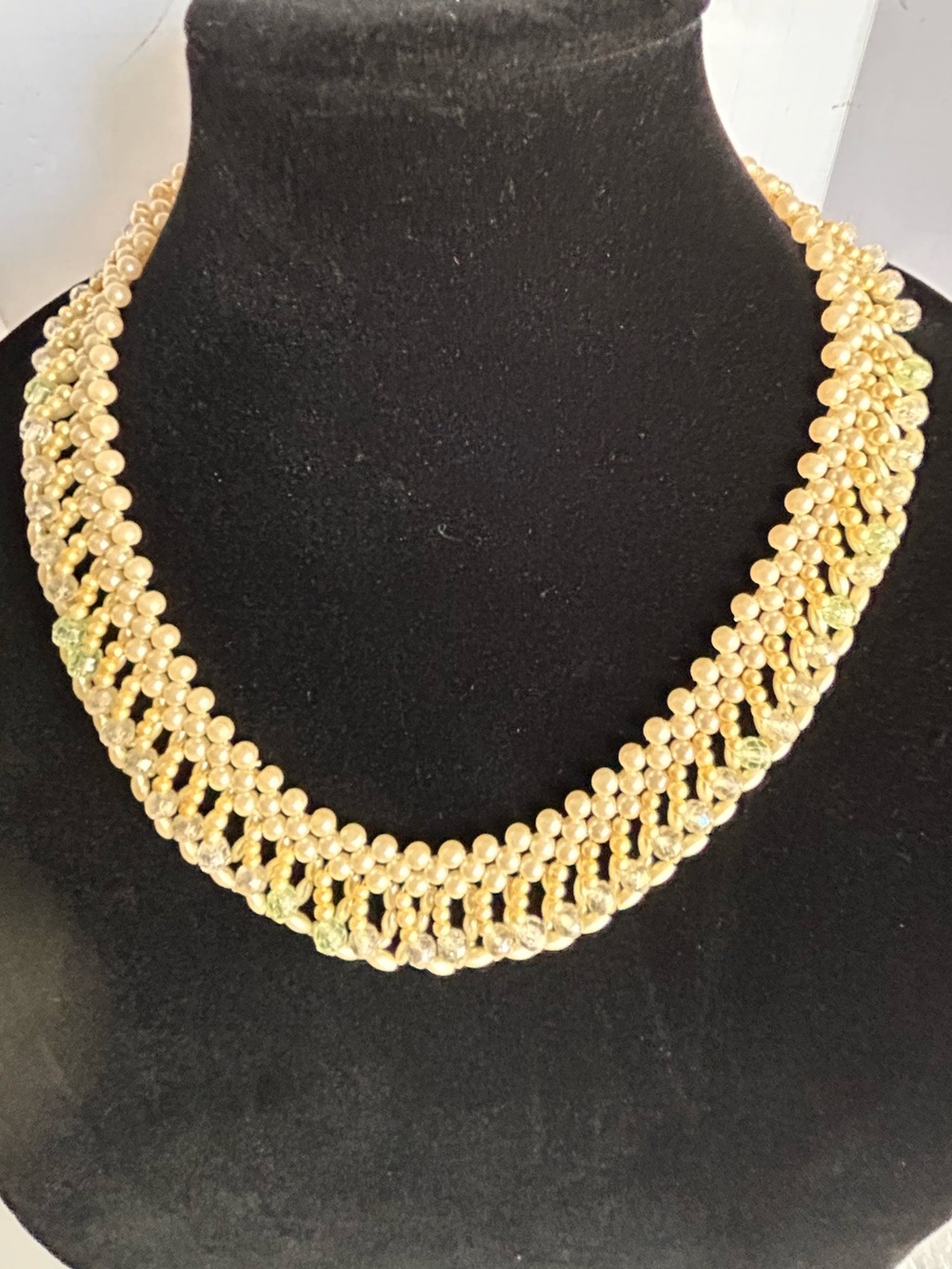 Pearl Beaded Braided Collar Necklace -Vintage  Japan (3)